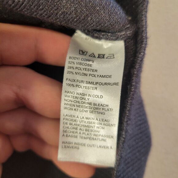 Saks Fifth Avenue Faux Fur Gray Sweater Size Large Full Zipper - Picture 5 of 8